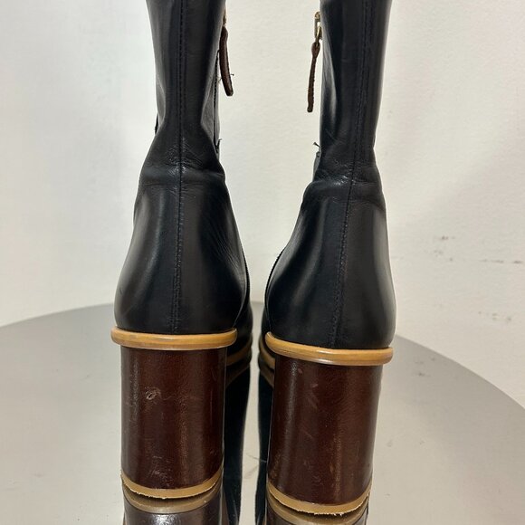 Alohas West Vintage Black Leather Ankle Boots - Picture 4 of 6